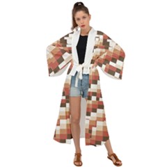 Chromaticmosaic Print Pattern Maxi Kimono