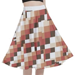 Chromaticmosaic Print Pattern A-line Full Circle Midi Skirt With Pocket by dflcprintsclothing