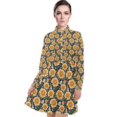 Flower 120424 Long Sleeve Chiffon Shirt Dress