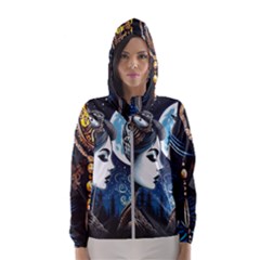 Steampunk Woman With Owl 2 Steampunk Woman With Owl Woman With Owl Strap Women s Hooded Windbreaker