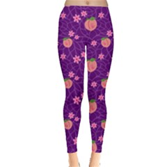 Purple Blossom Peaches Everyday Leggings  by SpankoGoods