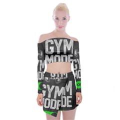 Gym Mode Off Shoulder Top With Mini Skirt Set
