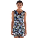 Blue Flowers Dark Blue Flowers Wrap Front Bodycon Dress View1