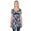 Blue Flowers Dark Blue Flowers Short Sleeve Tunic  View1