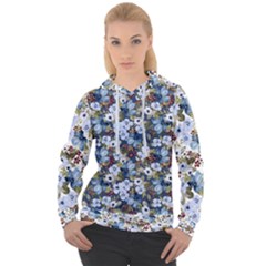 Blue Flowers Dark Blue Flowers Women s Overhead Hoodie by DinkovaArt