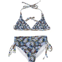 Blue Flowers Dark Blue Flowers Kids  Classic Bikini Set