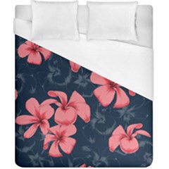 5902244 Pink Blue Illustrated Pattern Flowers Square Pillow Duvet Cover (california King Size)