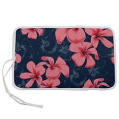 5902244 Pink Blue Illustrated Pattern Flowers Square Pillow Pen Storage Case (l)