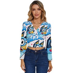 Super Bluey Long Sleeve V-neck Top