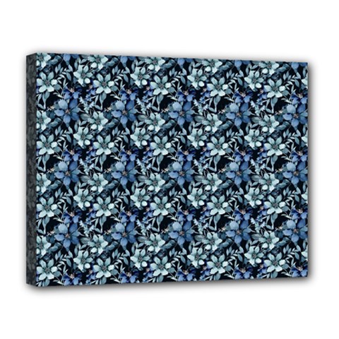 Blue Flowers 001 Canvas 14  X 11  (stretched)