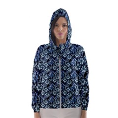 Blue Flowers 001 Women s Hooded Windbreaker