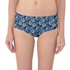 Blue Flowers 001 Mid-waist Bikini Bottoms