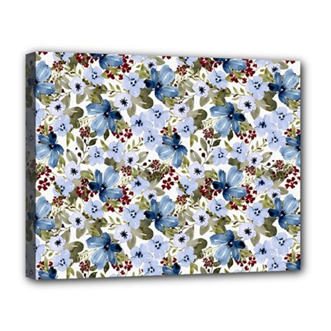 Blue Flowers Canvas 14  X 11  (stretched)