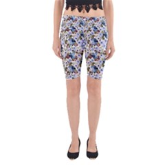 Blue Flowers Yoga Cropped Leggings