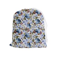 Blue Flowers Drawstring Pouch (xl)