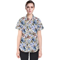 Blue Flowers Women s Short Sleeve Shirt