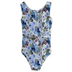 Blue Flowers Kids  Cut-out Back One Piece Swimsuit