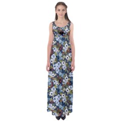 Blue Flowers 2 Empire Waist Maxi Dress