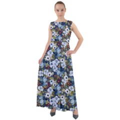 Blue Flowers 2 Chiffon Mesh Boho Maxi Dress
