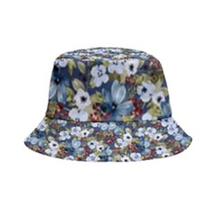 Blue Flowers 2 Inside Out Bucket Hat by DinkovaArt