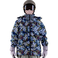 Blue Flowers 2 Women s Zip Ski And Snowboard Waterproof Breathable Jacket by DinkovaArt