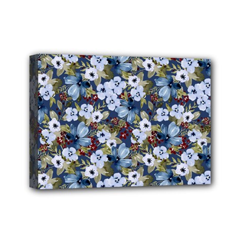 Blue Flowers Blue Flowers 2 Mini Canvas 7  X 5  (stretched)