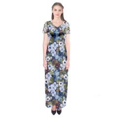 Blue Flowers Blue Flowers 2 Short Sleeve Maxi Dress