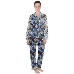 Blue Flowers Blue Flowers 2 Women s Long Sleeve Satin Pajamas Set	 by DinkovaArt