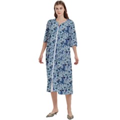 Blue Roses Women s Cotton 3/4 Sleeve Nightgown by DinkovaArt