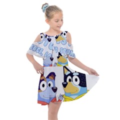 Stumpfest Bluey Kids  Shoulder Cutout Chiffon Dress