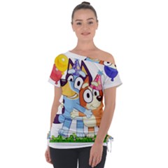 Bluey Birthday Off Shoulder Tie-up T-shirt