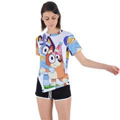 Bluey Birthday Asymmetrical Short Sleeve Sports T-shirt