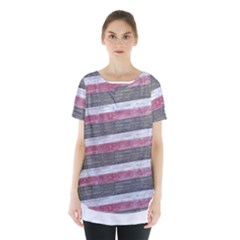 Vintage Vibrant Stripes Pattern Print Design Skirt Hem Sports Top