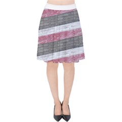 Vintage Vibrant Stripes Pattern Print Design Velvet High Waist Skirt