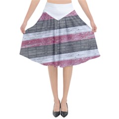 Vintage Vibrant Stripes Pattern Print Design Flared Midi Skirt