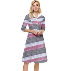 Vintage Vibrant Stripes Pattern Print Design Classy Knee Length Dress by dflcprintsclothing