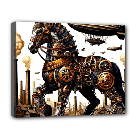 Steampunk Horse Punch 1 Deluxe Canvas 20  X 16  (stretched) by CKArtCreations