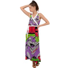 blink 182 V-Neck Chiffon Maxi Dress