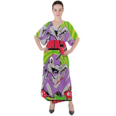 blink 182 V-Neck Boho Style Maxi Dress