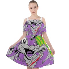 blink 182 Cut Out Shoulders Chiffon Dress