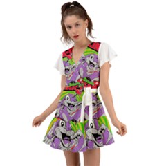 blink 182 Flutter Sleeve Wrap Dress