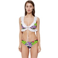 blink 182 Low Cut Ruffle Edge Bikini Set