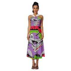 blink 182 Sleeveless Cross Front Cocktail Midi Chiffon Dress