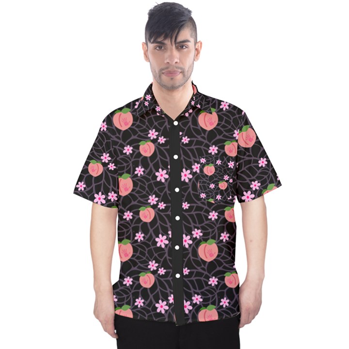 Dark Blossom Peaches Hawaiian Shirt