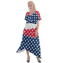 Illustrations Stars Cross Front Sharkbite Hem Maxi Dress