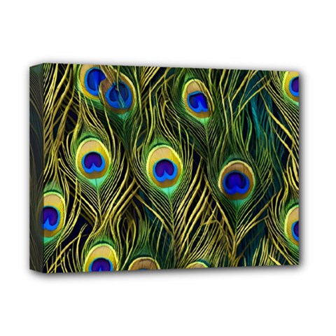 Peacock Pattern Deluxe Canvas 16  X 12  (stretched)  by Maspions