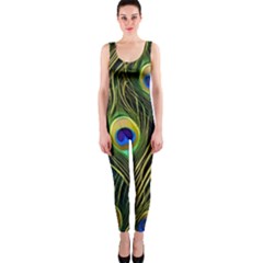Peacock Pattern One Piece Catsuit