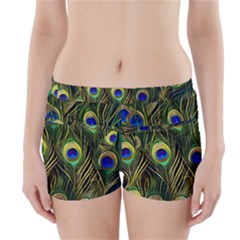 Peacock Pattern Boyleg Bikini Wrap Bottoms