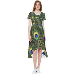 Peacock Pattern High Low Boho Dress