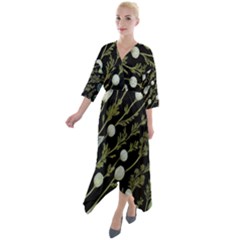 Sea Weed Salt Water Quarter Sleeve Wrap Front Maxi Dress